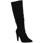 Schwarze Van Hill Spitze High-Heel Stiefel mit Reißverschluss aus Kunstleder leicht für Damen Größe 36 für den für den Winter 