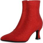 Rote Van Hill Pfennigabsatz Ankle Boots & Klassische Stiefeletten mit Strass für Damen Größe 37 
