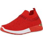 Rote Van Hill Sneaker mit Strass mit Strass ohne Verschluss aus Stoff für Damen Größe 37 
