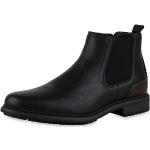 VAN HILL Herren Chelsea Boots Blockabsatz Profilsohle Klassisch Schuhe 840528 213061 Schwarz Dunkelbraun 44