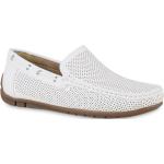 VAN HILL Herren Mokassins Slippers Bequeme Profil-Sohle Cut-Outs Schuhe 841199, Farbe: Weiß, Größe: 41