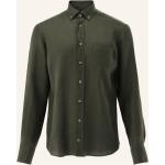 Grüne Unifarbene Langärmelige van Laack Button Down Kragen Herrenlangarmhemden mit Knopf aus Leinen Größe M für den für den Sommer 