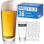 Van Well Runde Biergläser 200 ml aus Glas spülmaschinenfest 36-teilig 
