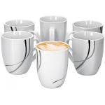 Silberne Van Well Kaffeetassen-Sets 350 ml glänzend aus Porzellan lebensmittelecht 6-teilig 6 Personen 
