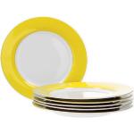 Gelbe Moderne Van Well Vario Runde Speiseteller & Essteller Glänzende aus Porzellan mikrowellengeeignet 6-teilig 6 Personen 