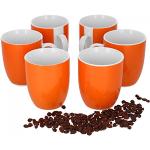 van Well Vario 6er Kaffeetassen-Set - Porzellan-Tasse groß - in fröhlichen Farben - pflegeleichtes Tassen-Set - für Spülmaschine & Mikrowelle geeignet - 300 ml Kaffeebecher Orange