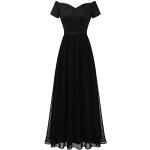 Schwarze Maxi Schulterfreie Chiffon-Abendkleider aus Chiffon maschinenwaschbar für Damen Größe S für Hochzeitsgäste 