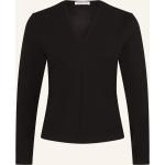 Schwarze Langärmelige Vanilia V-Ausschnitt V-Shirts aus Polyamid für Damen Größe XS 