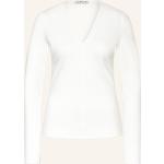 Weiße Langärmelige Vanilia V-Ausschnitt V-Shirts aus Polyamid für Damen Größe XS 