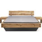 Anthrazitfarbene Moderne Balkenbetten geölt aus Massivholz mit Schublade 160x210 