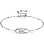 Nickelfreie Silberne Infinity Armbänder & Unendlich Armbänder aus Silber für Damen zum Valentinstag 