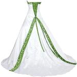 Grüne Bestickte Brautkleider A-Linie für Damen Größe L für den für den Winter 