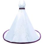 Weiße Bestickte Brautkleider & Hochzeitskleider aus Satin für Damen Größe XL für den für den Winter 