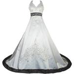 Elfenbeinfarbene Bestickte Brautkleider & Hochzeitskleider aus Satin für Damen Größe XL für den für den Winter 