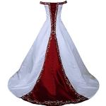 Burgundfarbene Bestickte Schulterfreie Brautkleider A-Linie für Damen Größe 3 XL für die Braut für den für den Winter 