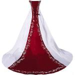 Burgundfarbene Bestickte Brautkleider & Hochzeitskleider für Damen Größe XL für die Braut für den für den Winter 