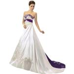 Elfenbeinfarbene Bestickte Brautkleider & Hochzeitskleider für Damen Übergrößen für den für den Winter 