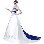 Blaue Bestickte Brautkleider & Hochzeitskleider für Damen Größe S für den für den Winter 