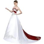 Burgundfarbene Bestickte Brautkleider & Hochzeitskleider für Damen Größe L für die Braut für den für den Winter 