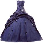 Marineblaue Vintage Taftkleider aus Taft für Damen Größe S 