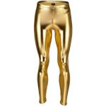 Goldene Lack-Optik Streetwear Lederleggings aus Leder enganliegend für Herren Größe S für Partys 