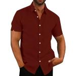 Reduzierte Rote Kurzärmelige Herrenjeanshemden aus Leinen Größe 3 XL für den für den Sommer 