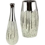 Reduzierte Silberne Moderne 24 cm Vasensets 24 cm matt aus Keramik 2-teilig zum Valentinstag 