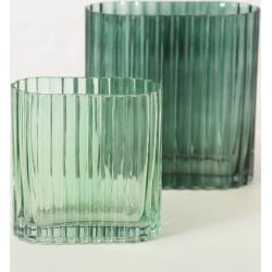 Vase Blumenvase Frühling Glas grün H 14 - 18 cm 2er Set