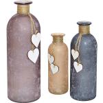 Graue Jugendstil Vasen mit Herz-Motiv satiniert 3-teilig 