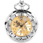 Silberne Mechanik Lépine aus Glas mit skelettiertem Zifferblatt mit Kunststoff-Uhrenglas für Herren 