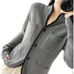 Graue Casual Stehkragen Kaschmir-Pullover aus Wolle Handwäsche für Damen Übergrößen für den für den Herbst 