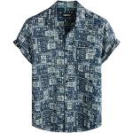 Reduzierte Marineblaue Tropische Kurzärmelige Hawaiihemden für Herren Größe 3 XL für den für den Sommer 