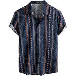 Marineblaue Tropische Casual Kurzärmelige Hawaiihemden für Herren Größe 3 XL für den für den Sommer 