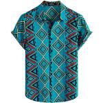 Royalblaue Tropische Kurzärmelige Hawaiihemden für Herren Größe XXL für den für den Sommer 