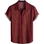 Bordeauxrote Kurzärmelige Hawaiihemden für Herren Größe S für den für den Sommer 