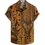 Reduzierte Braune Tropische Kurzärmelige Hawaiihemden für Herren Größe XL für den für den Sommer 
