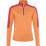 Orange Sportliche Langärmelige Damenlongsleeves & Damenlangarmshirts mit Reißverschluss aus Polyester 