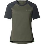 Khakifarbene Vaude Moab Nachhaltige V-Ausschnitt T-Shirts für Damen Größe S 