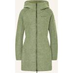 Hellgrüne Vaude Tinshan Nachhaltige Stehkragen Kapuzenmäntel aus Fleece mit Kapuze für Damen Größe S 