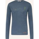 Blaue Langärmelige Vaude Rosemoor Nachhaltige T-Shirts für Herren Größe XL 