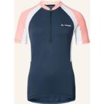 Blaue Atmungsaktive Nachhaltige Vaude Advanced Stehkragen Damensportshirts zum Radfahren 