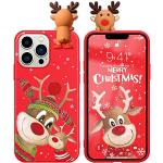 Reduzierte Rote iPhone 13 Pro Hüllen mit Hirsch-Motiv mit Muster aus Silikon für Damen Weihnachten 