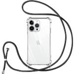 Silberne iPhone 15 Pro Max Hüllen Art: Handyketten durchsichtig aus Silikon mit Band 