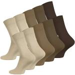 VCA 10 Paar Herren Socken, glatt gestrickt, Baumwolle, Spitze Handgekettelt, Venenfreundlich (39/42, sand-braun sortiert)