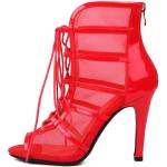 Rote Sterne Salsa Schuhe mit Reißverschluss rutschfest für Damen Größe 44 mit Absatzhöhe über 9cm 