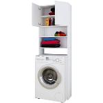 Weiße Waschmaschinenschränke &   Waschmaschinenregale aus Holz Breite 50-100cm, Höhe 150-200cm, Tiefe 0-50cm 