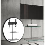 Silberne VCM Alani TV Standfüße aus Glas schwenkbar Breite 100-150cm, Höhe 100-150cm, Tiefe 0-50cm 