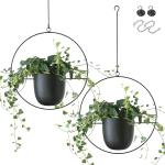 Schwarze Minimalistische Runde Pflanzenampeln & Blumenampeln aus Eisen Indoor 2-teilig 