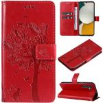 Rote Samsung Galaxy A05s Hüllen Art: Flip Cases mit Bildern aus Leder klappbar für Damen 