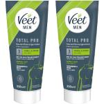 Veet Men Haarentfernungscreme für Oberkörper & Beine - Enthaarungscreme für Männer, Haarentfernung in 5-10 Minuten - 2 x 200 ml Tube & Spatel